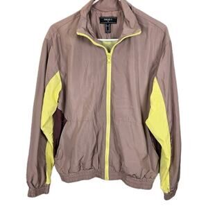 Forever 21 Men Retro Vintage Jogger Track Jacket Light Purple Yellow XS 70s 80s